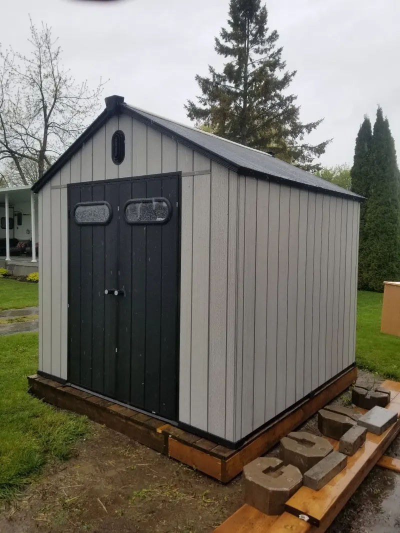 Resin shed front angle view, Peterborough Ontario